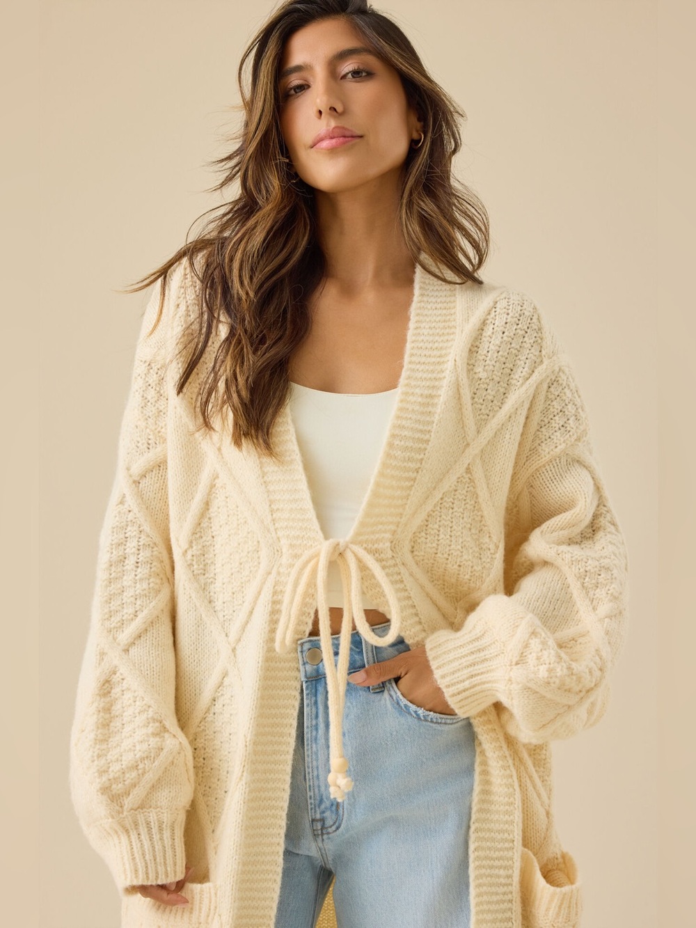Altar’d State Mariana Cable Knit Cardigan Duster - Picture 2 of 16